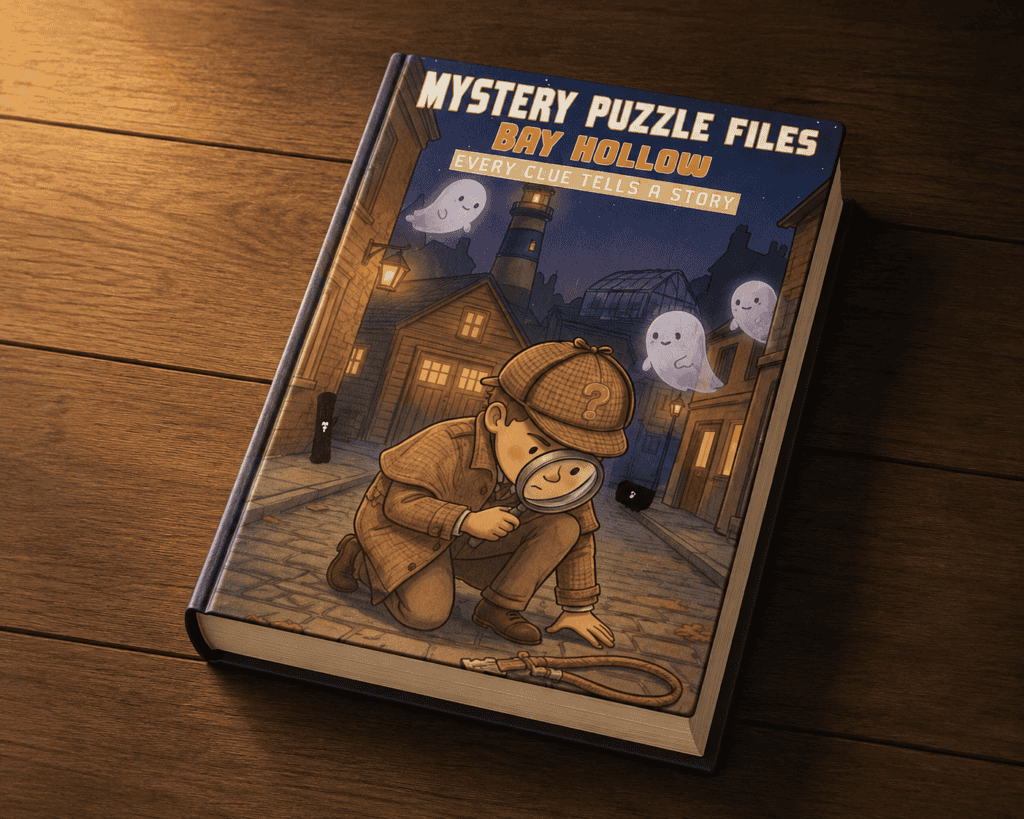 realistic mystery puzzle book cover for kids