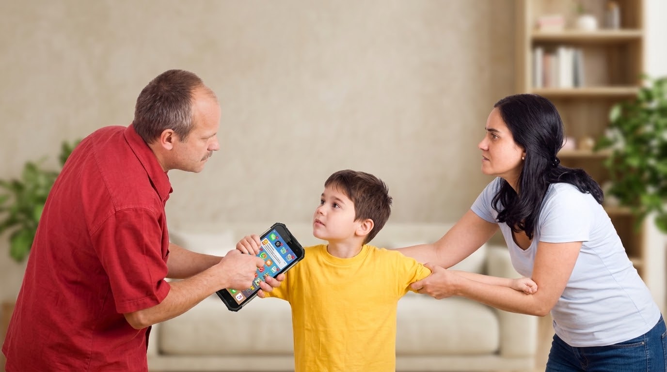 parents stopping kid from usign his cellphone