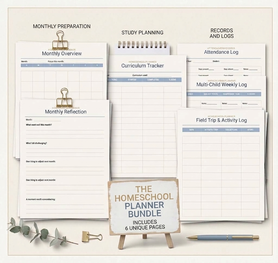 Editable Homeschool Planner: Weekly, Monthly, Attendance, Curriculum Tracker - Image 2